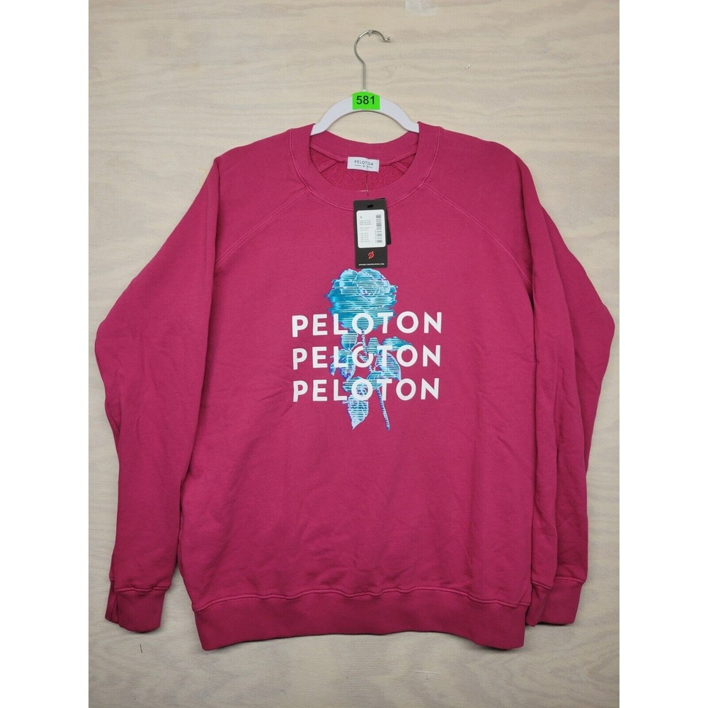 Peloton Women’s Size Small Sweatshirt Oversized Pink 100% Cotton Long Sleeve New
